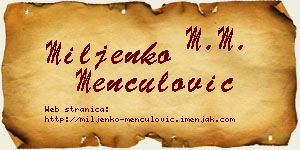 Miljenko Menčulović vizit kartica